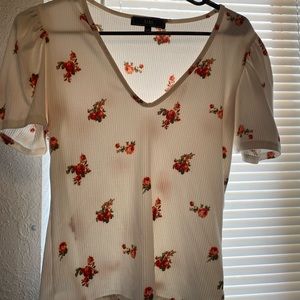 floral ruffle sleeve shirt